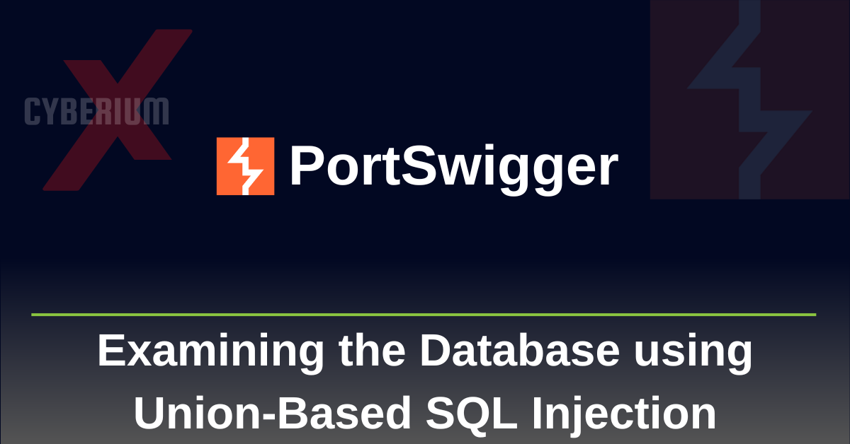 PortSwigger- Examining the Database using Union-based SQL Injection